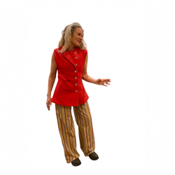 Chic Anna Fjord Vest i r�dt fl�jl